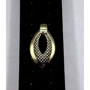 Napier Gold Tone Textured Scale Teardrop Pendant Vintage Open Center Statement